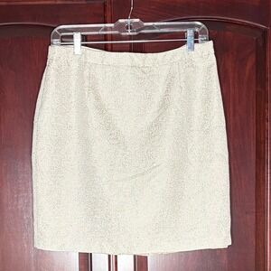 Forever 21 Contemporary Gold Metallic Mini Skirt Textured Brocade Lined Large
